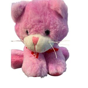 Galerie Hershey Kisses Plush Cat Pink Purple Tie Dyed Red Ribbon Paw Graphic 8"